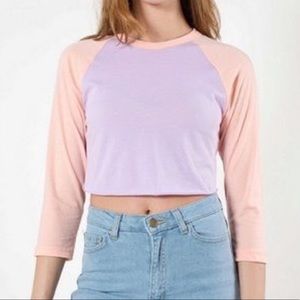 American Apparel 50/50 Cropped Baseball Tee